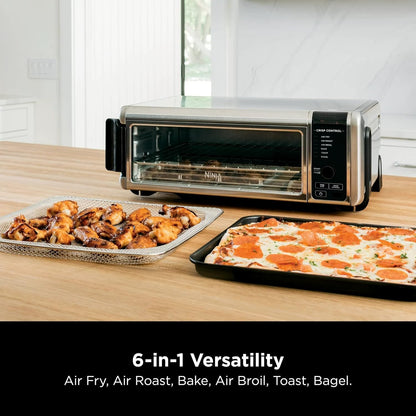 Foodi Digital Air Fry Countertop Oven with 6-in-1 Functionality, Flip Up & Away Capability for Storage Space, with Air Fry Basket, Wire Rack, Sheet Pan & Crumb Tray, Silver