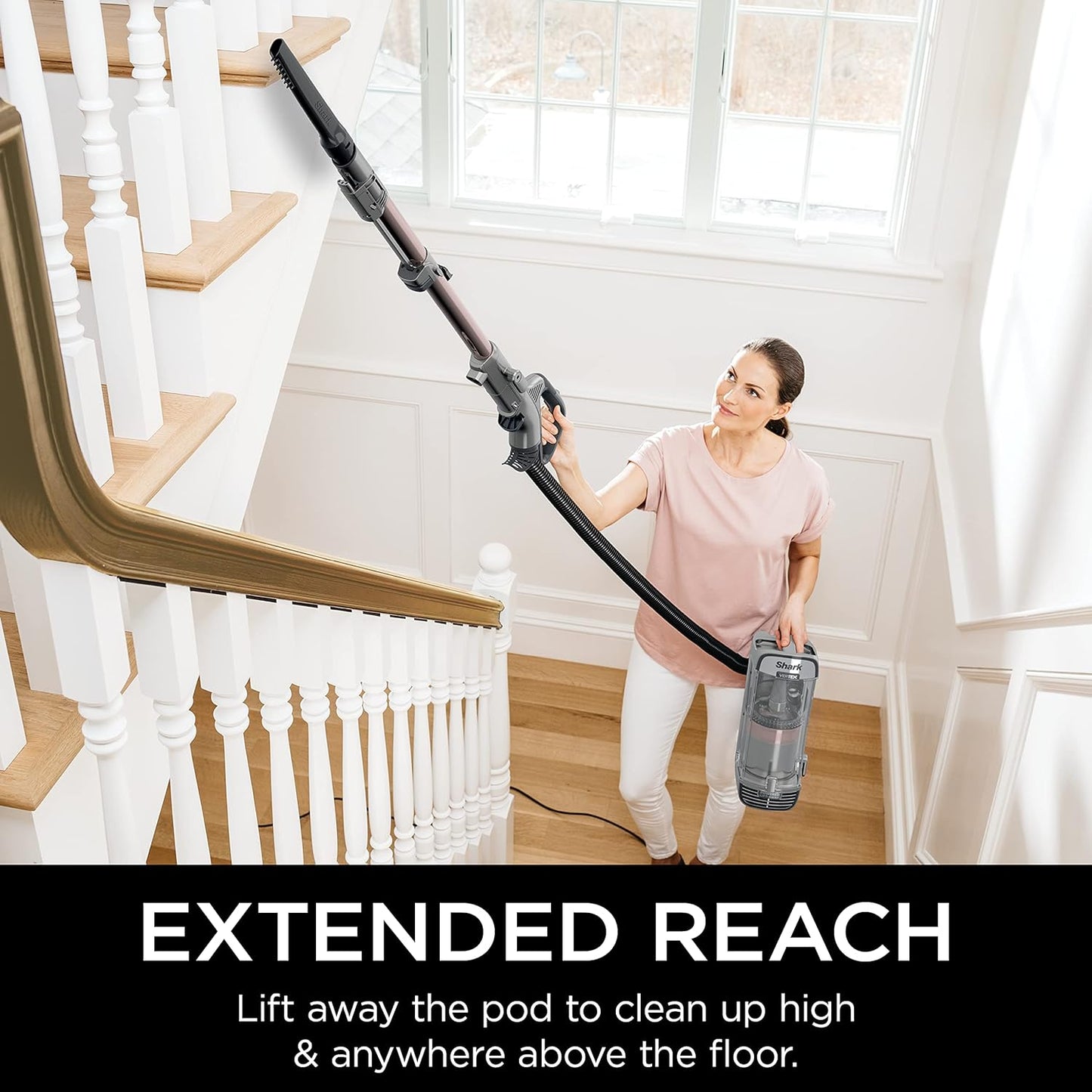 AZ2002 Vertex Powered Lift-Away Upright Vacuum with DuoClean PowerFins, Self-Cleaning Brushroll, Large Dust Cup, Pet Crevice Tool, Dusting Brush & Power Brush, Silver/Rose Gold