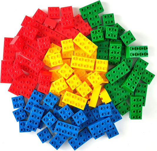 Large Building Blocks for Ages 3 and Up, 100% Compatible with All Major Brands, Classic Colors, 108 Pieces