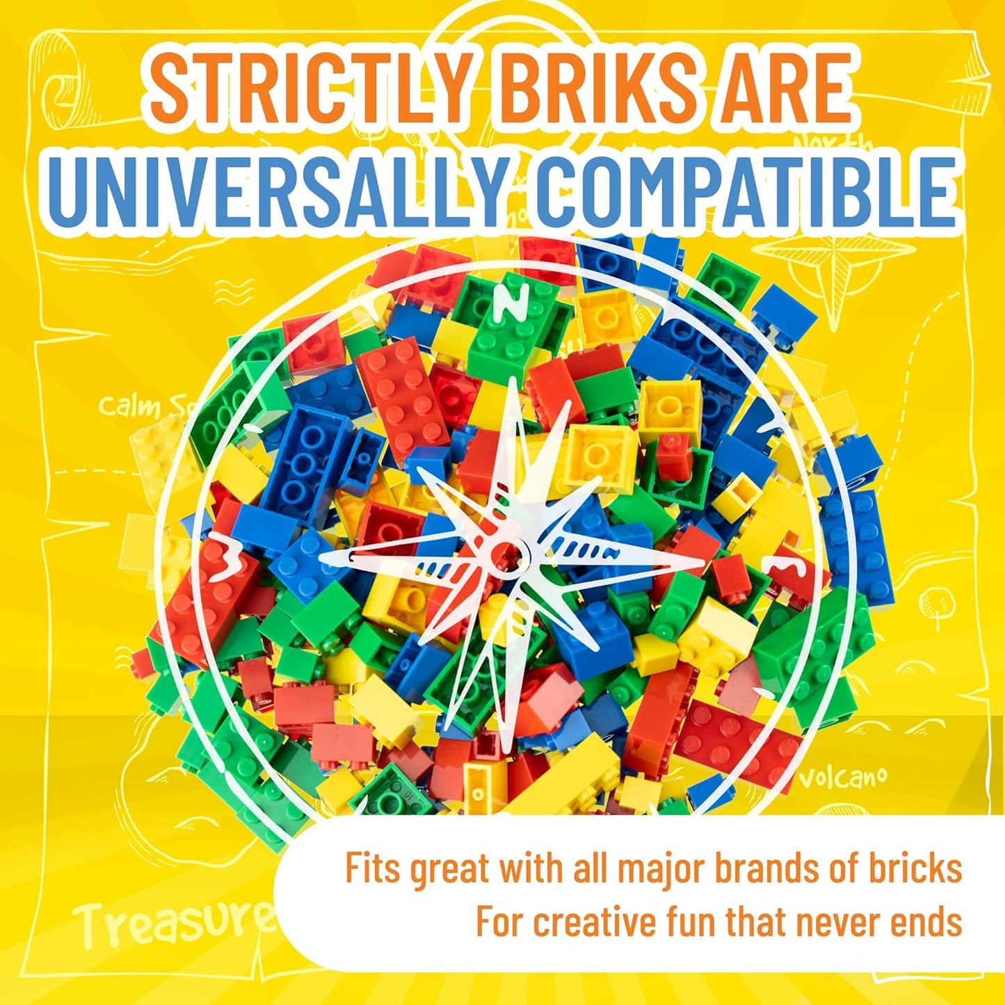 Strictly Briks Classic Bricks 216 Piece Set with 6" x 6" Baseplate by 100% Compatible with All Major Brands | 4 Different Shapes & Sizes | Tight Fit Building Bricks in 4 Basic Colors