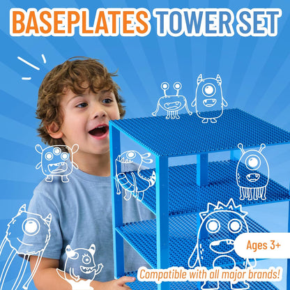 Strictly Briks 4 Pack Classic Stackable Baseplates, Building Bricks Plates with Stackers