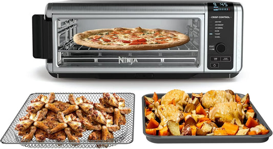 Foodi Digital Air Fry Countertop Oven with 6-in-1 Functionality, Flip Up & Away Capability for Storage Space, with Air Fry Basket, Wire Rack, Sheet Pan & Crumb Tray, Silver