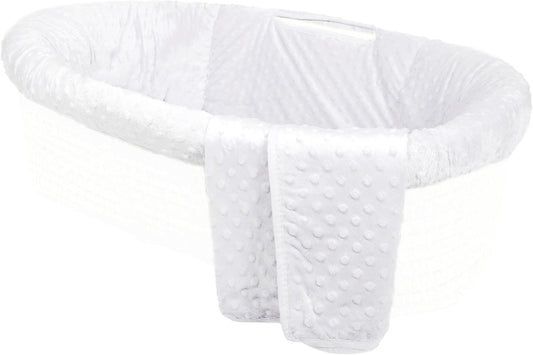 Minky Dot Moses Basket Bedding Only Set, White