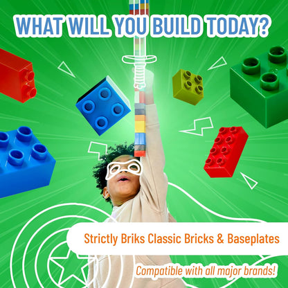 Strictly Briks 4 Pack Classic Stackable Baseplates, Building Bricks Plates with Stackers