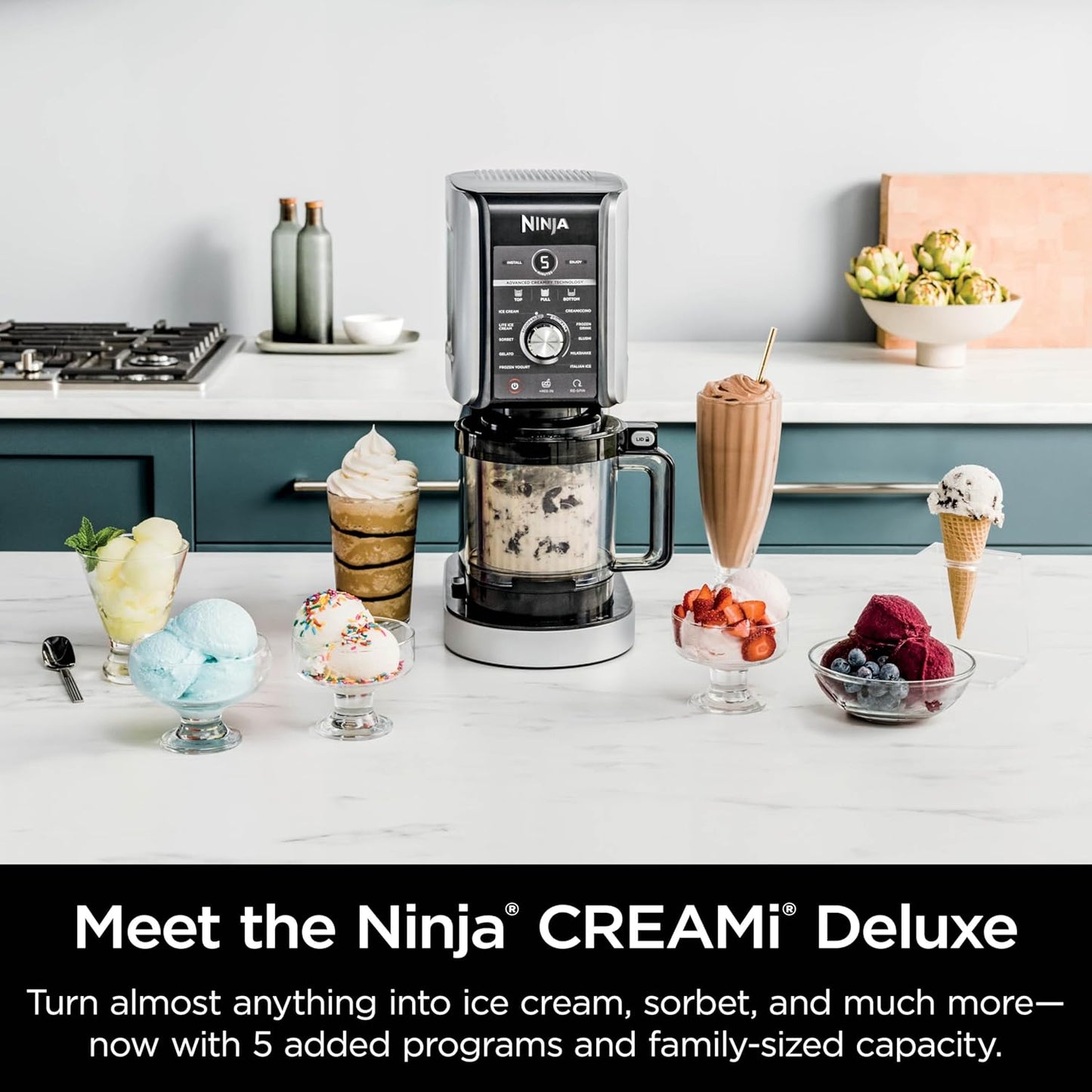 Ninja CREAMi Deluxe 11-in-1 Ice Cream Maker, Sorbet, Milkshakes, Frozen Yogurt & More, XL, 24oz Tubs