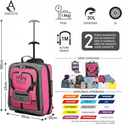 Luggage Carry-On Trolley Suitcase with Attached Backpack