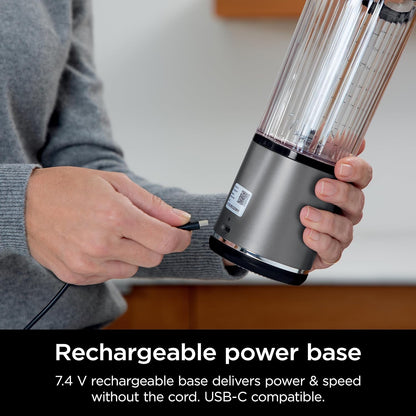 Blast Portable Blender, Cordless, 18oz. Vessel, Personal Blender-for Shakes & Smoothies, BPA Free, Leakproof-Lid & Sip Spout, USB-C Rechargeable, Dishwasher Safe Parts, Black