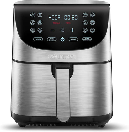 Air Fryer Oven Digital Display 7 Quart Large AirFryer Cooker 12 Touch Cooking Presets, XL Air Fryer Basket 1700w Power Multifunction GAF778 Black and stainless steel air fryer FryForce 360°