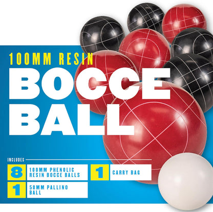 100mm Resin Bocce Ball Outdoor Game Set with Carrying Bag for Easy Storage, Multi,One Size,35-7103-3