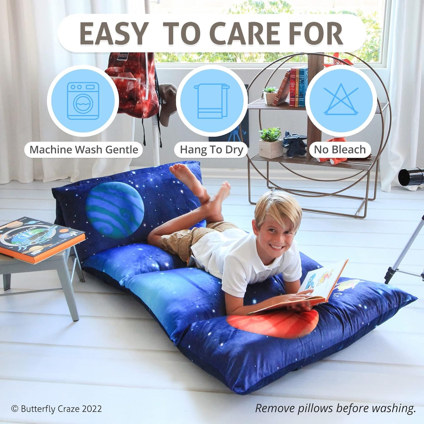 Galaxy Blue King Size Floor Pillow Case & Mattress Lounger Cover (Pillows Not Included)