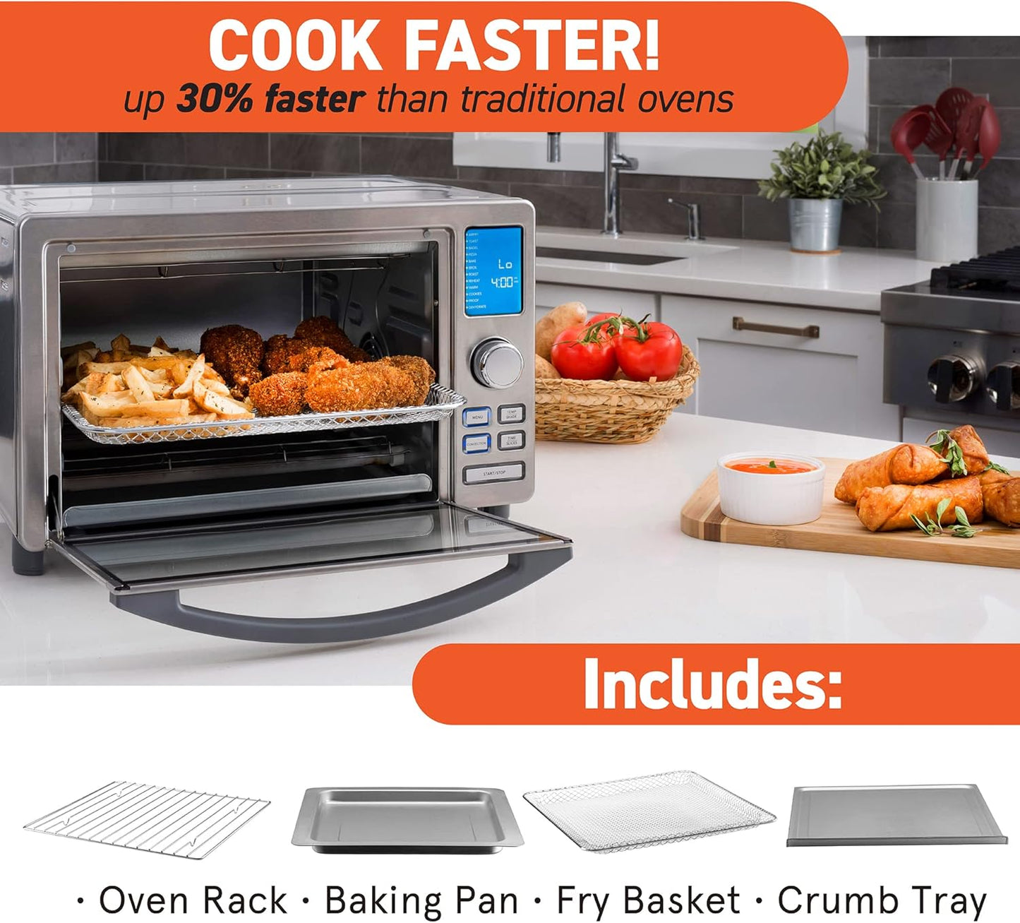 Digital Stainless Steel Toaster Oven Air Fryer Stainless Steel