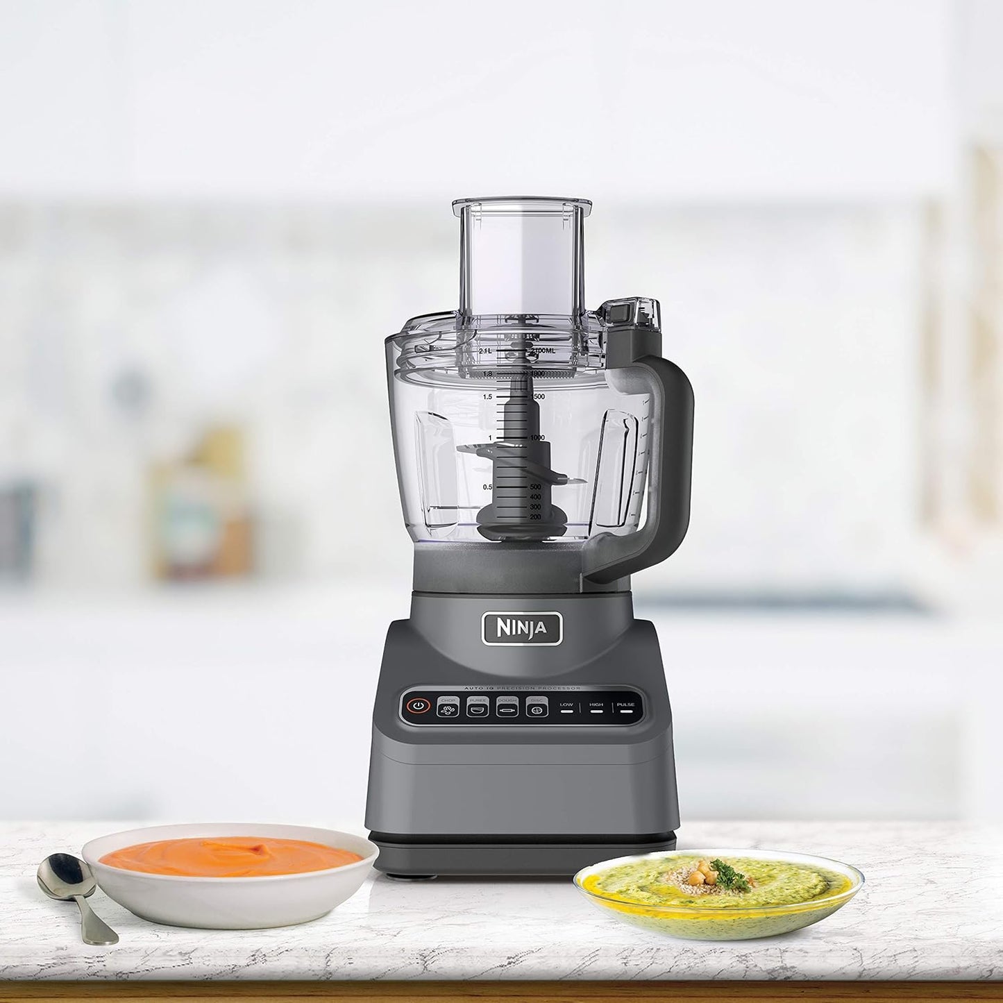 Food Processor - 1000 Peak Watts, 4 Functions: Chopping, Slicing, Purees, Dough, Includes 9-Cup Bowl, 3 Blades, Food Chute & Pusher