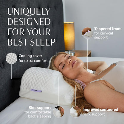 YourFacePillow, Back Sleeper Beauty Pillow, Cervical Neck Pillow Contour Memory Foam Pillow, Ergonomic Neck, Back & Shoulder Support. Back Sleeping Reduces Pressure on Skin - Cooling with Satin Case