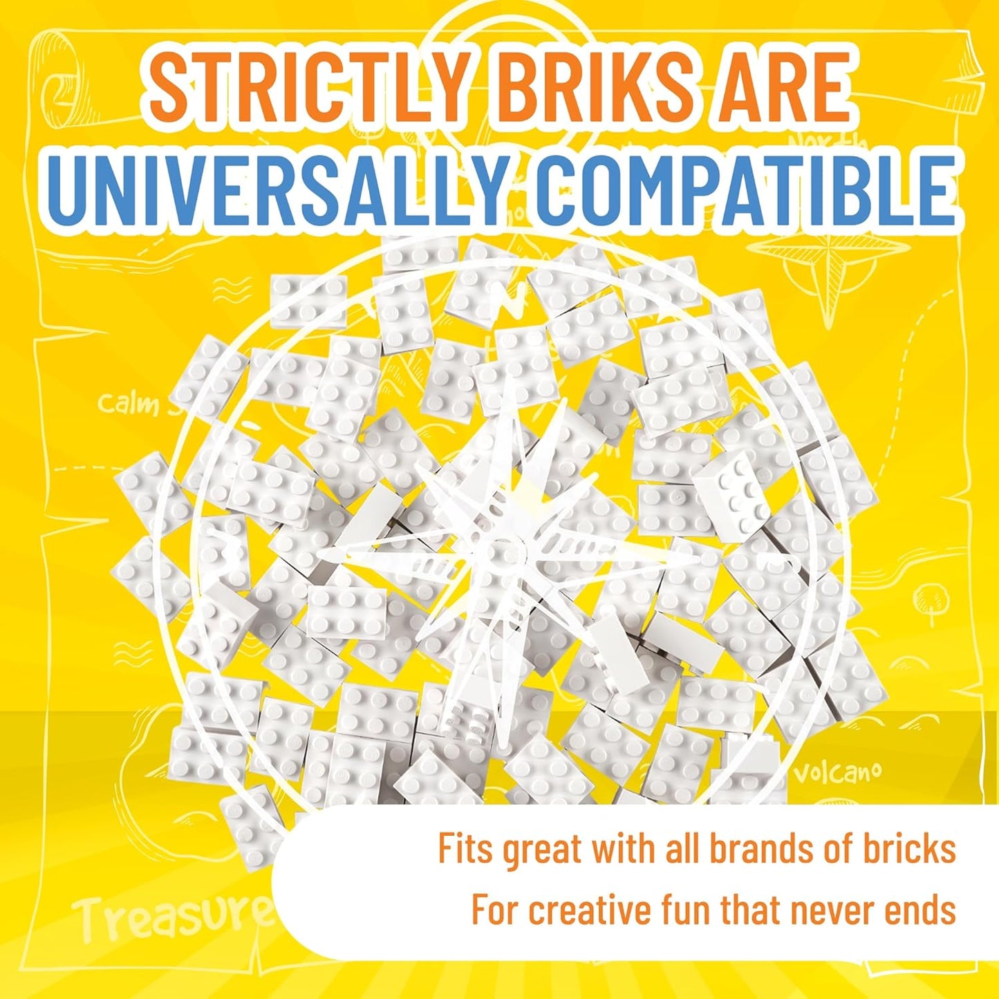 Strictly Briks Classic Bricks Starter Kit, White, 96 Pieces, 2x3 Studs, Building Creative Play Set for Ages 3 and Up, 100% Compatible with All Major Brick Brands