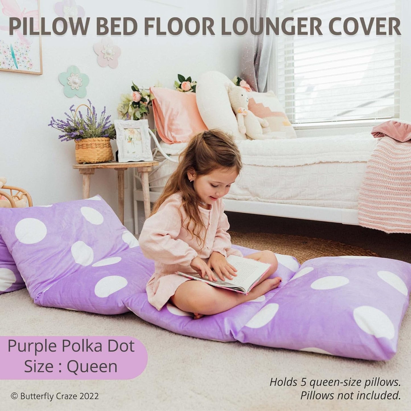 Pillowcase Cushion Mattress Bed Lounger Cover for Kids & Adults (Pillow Not Included)