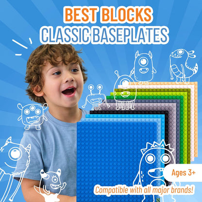 12 Pack Stackable Baseplates for Building Towers and Shelves 6x6 Inch Nature Colors, Compatible with Major Brick Brands