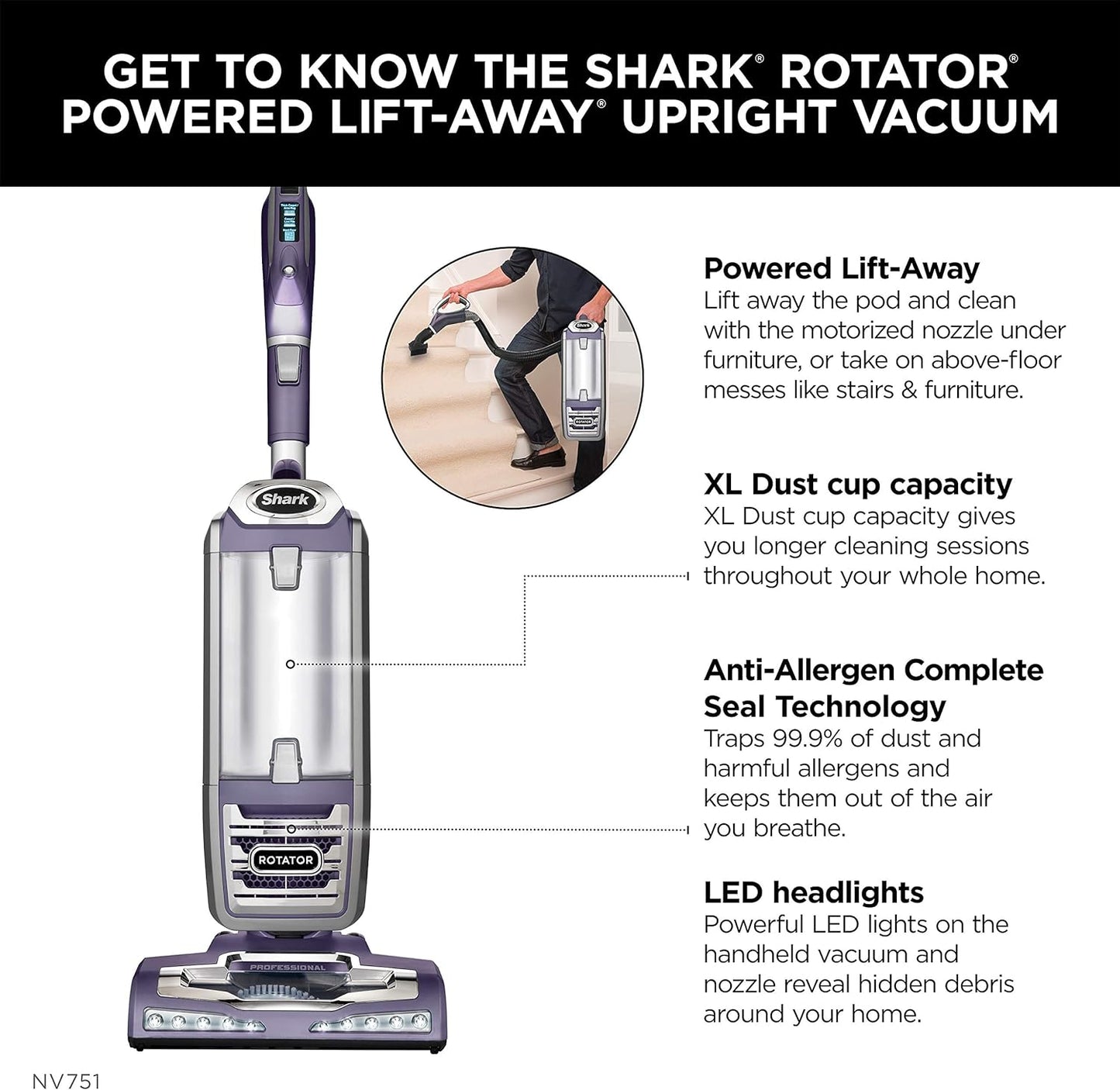 Powered Lift-Away Upright Vacuum with Crevice Tool and Pet Multi-Tool with a Rose Gunmetal Finish