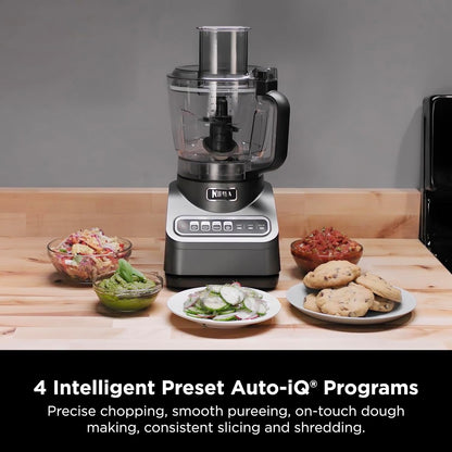 Food Processor - 1000 Peak Watts, 4 Functions: Chopping, Slicing, Purees, Dough, Includes 9-Cup Bowl, 3 Blades, Food Chute & Pusher