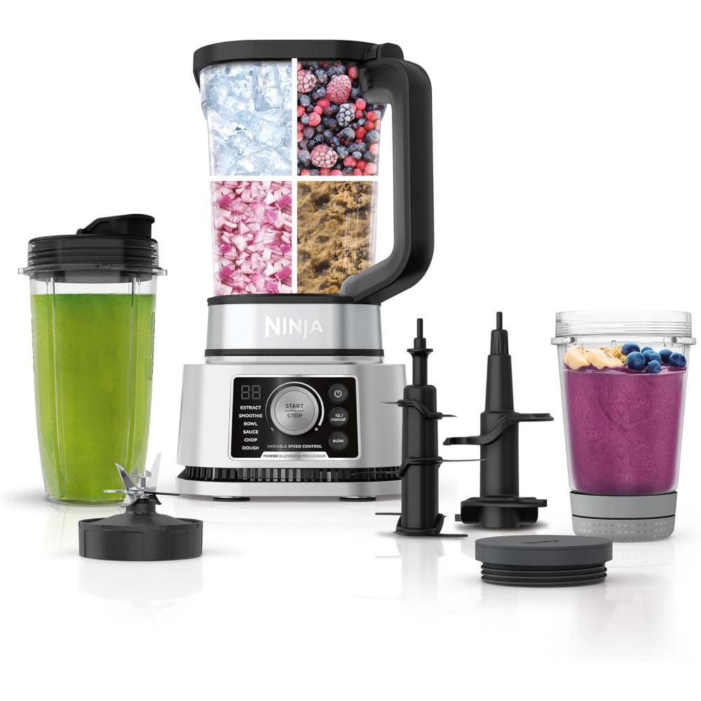 400W Power Blender & Processor System with Smoothie Bowl Maker & Nutrient Extractor, 6 Functions for Bowls, Spreads, Dough & More, 72-oz Pitcher & To-Go Cups, Silver"