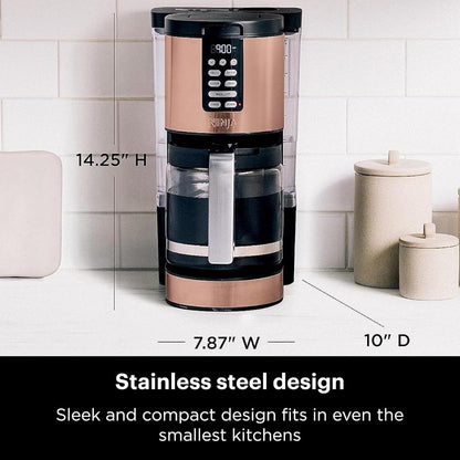 Programmable XL 14-Cup Coffee Maker with Permanent Filter, 2 Brew Styles (Classic & Rich), Delay Brew, Freshness Timer, Keep Warm Function, Dishwasher Safe, Copper