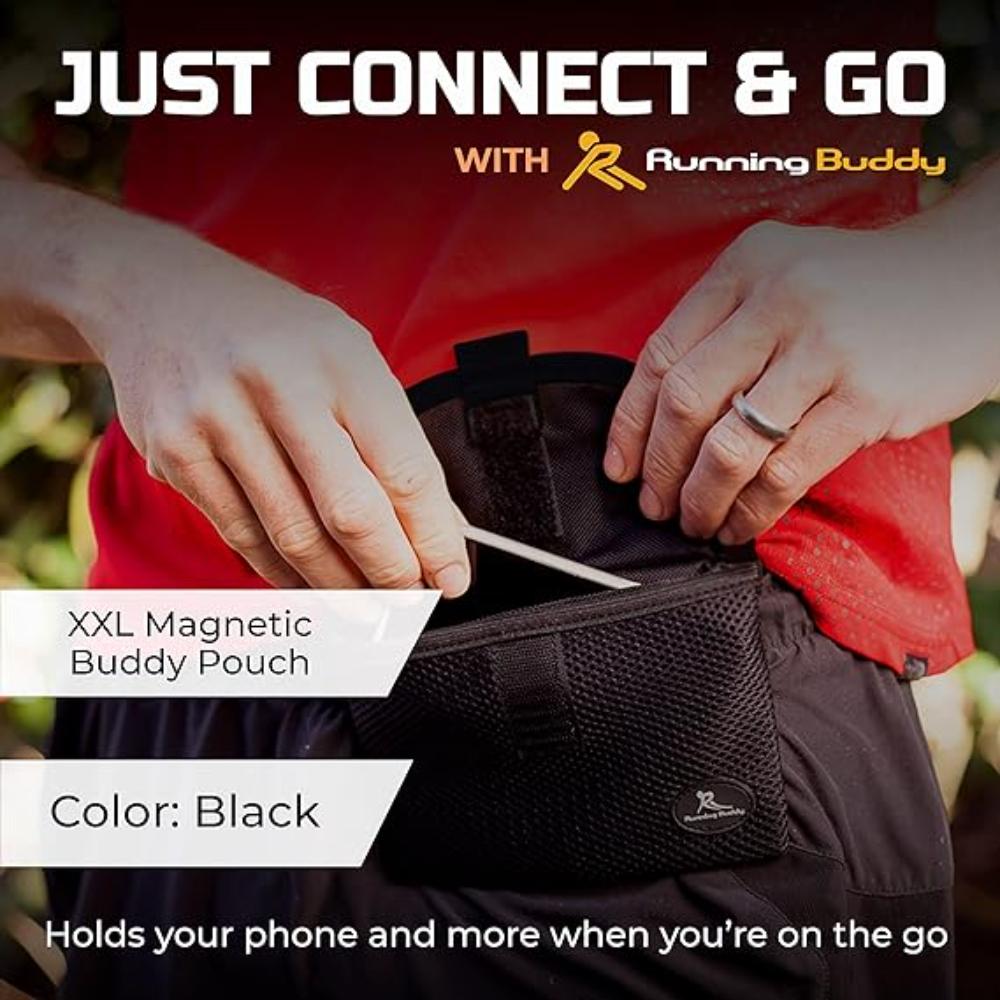 Unisex Running Fanny Pack - Men & Women | Waist Pack for Running, Walking, Traveling | Belt-Free, Chafe-Free, Bounce-Free | Water-Resistant with Magnetic Closure | XXL | Black