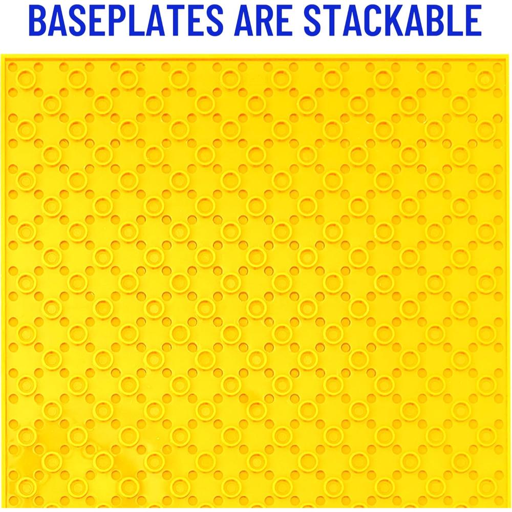 Classic Stackable Baseplates for Building Bricks 100% Compatible with Major Brands, Vibrant Colors, 12-Pack, 10x10 Inches