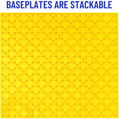 Classic Stackable Baseplates for Building Bricks 100% Compatible with Major Brands, Vibrant Colors, 12-Pack, 10x10 Inches