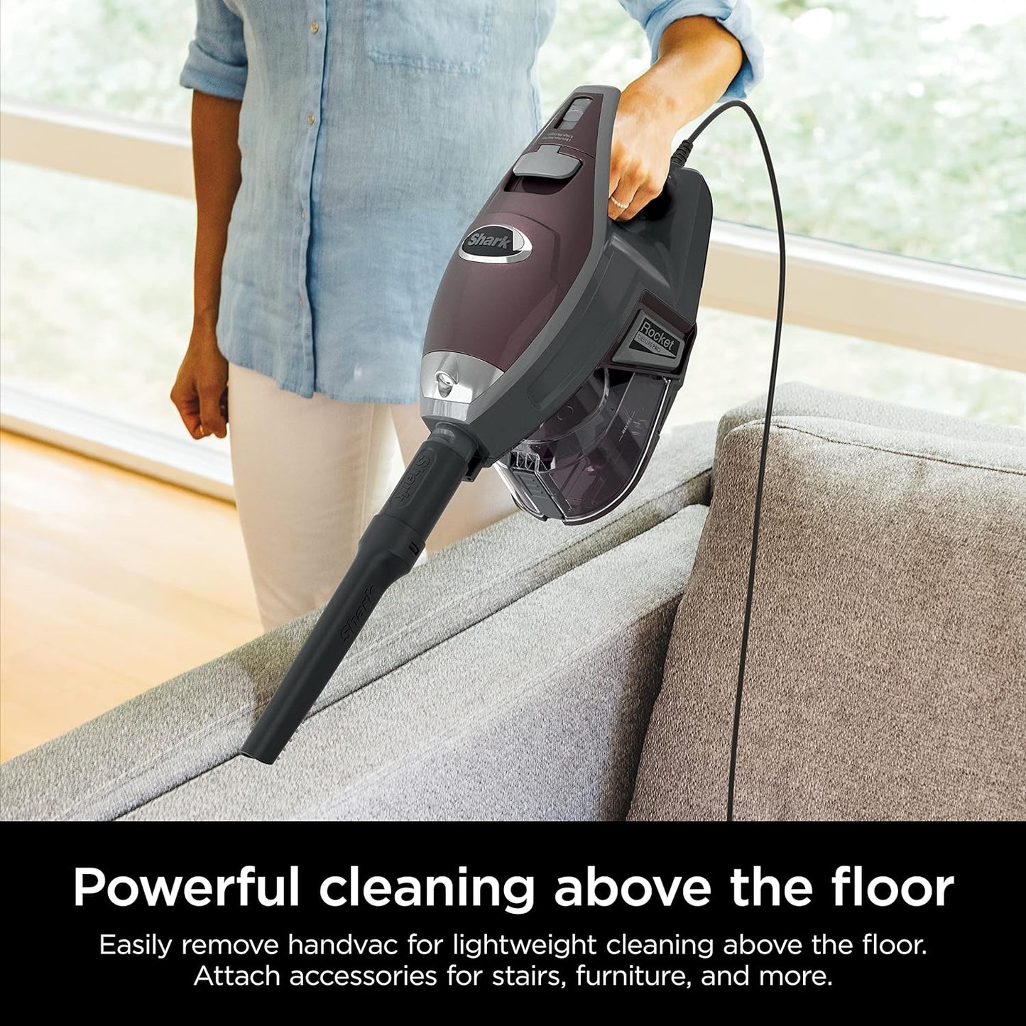 Corded Stick Vacuum - LED Headlights, XL Dust Cup, Lightweight, Converts to Hand Vacuum, Includes Pet Attachments