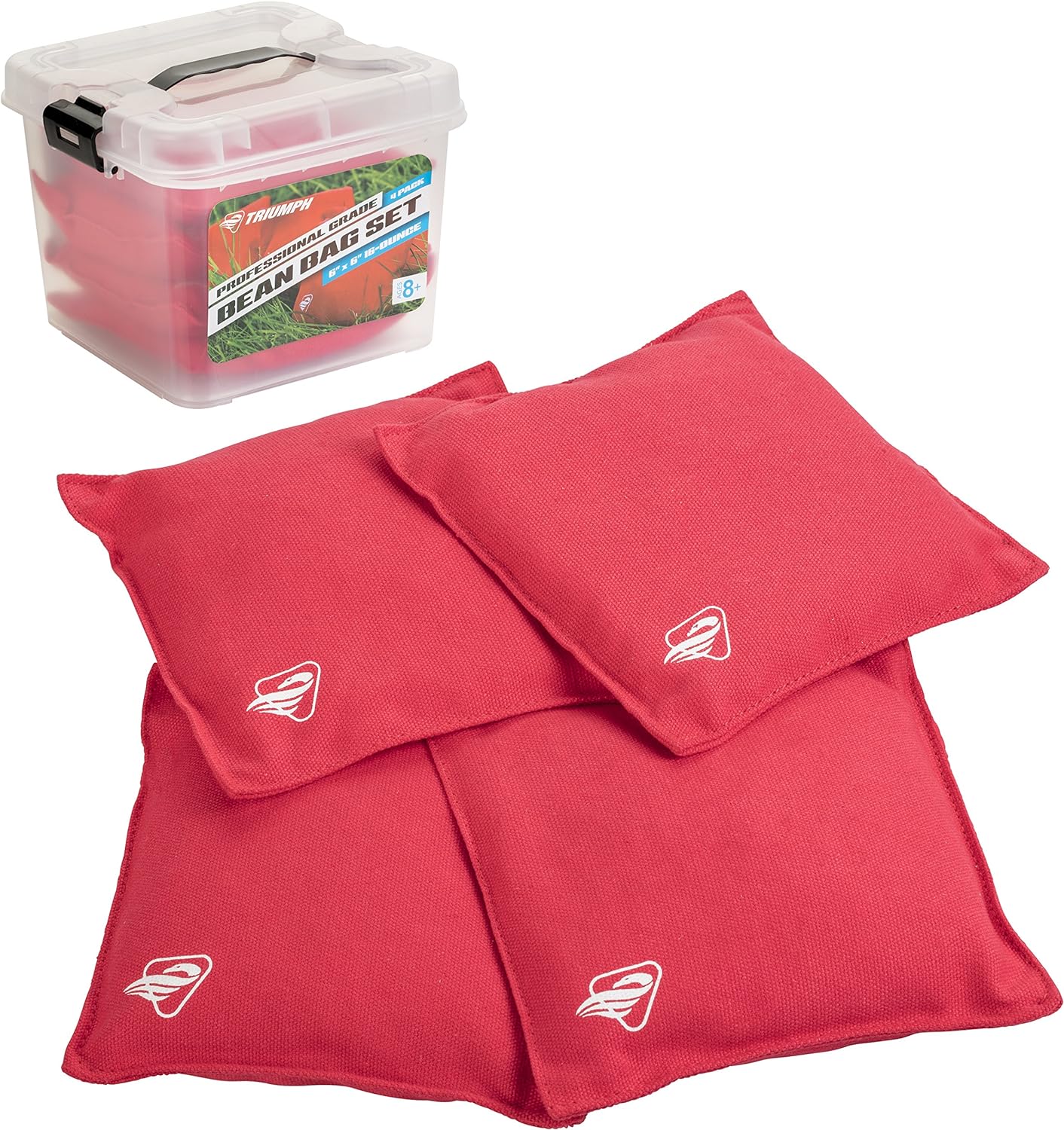 Sports Red Canvas Cornhole Bags 4 Bags Included, Size 6" x 6" 16 oz (12-0055RD-2W)