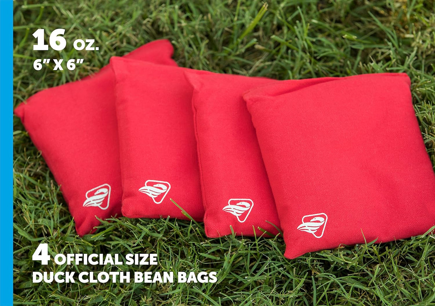 Sports Red Canvas Cornhole Bags 4 Bags Included, Size 6" x 6" 16 oz (12-0055RD-2W)