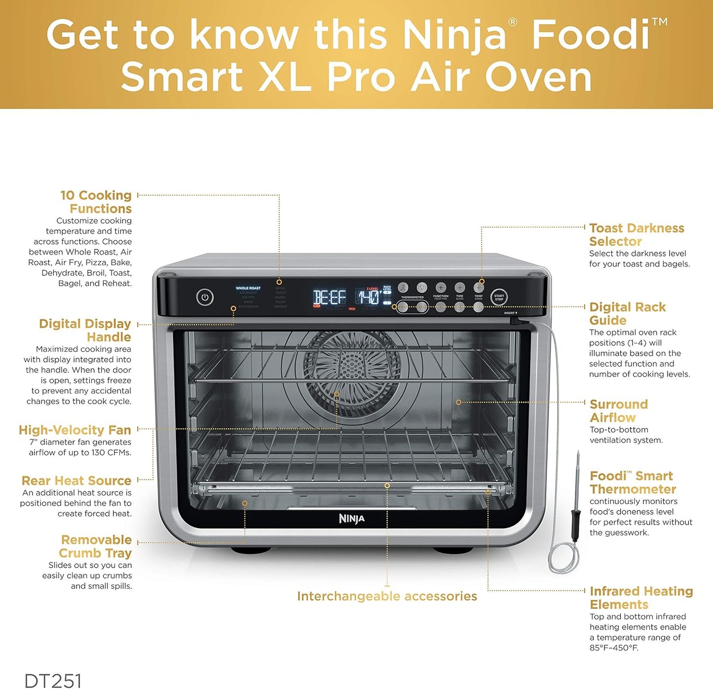 Ninja DT251 Foodi 10-in-1 XL Pro Smart Air Fry Oven