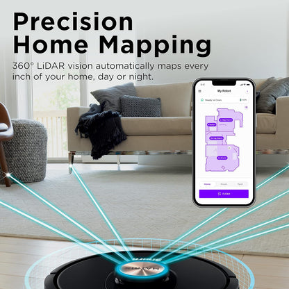 Self-Emptying Robot Vacuum with Precision Home Mapping Ideal for Pet Hair & Carpets 45-Day Bagless Capacity Wi-Fi Enabled