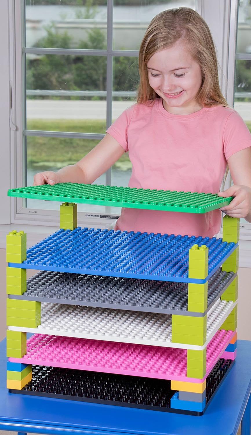 Strictly Briks Classic Big Briks Stackable Baseplates, Large Pegs for Ages 3 and Up, 100% Compatible with All Major Brands, Green, 1 Piece, 13.75" x 16.25" Inches