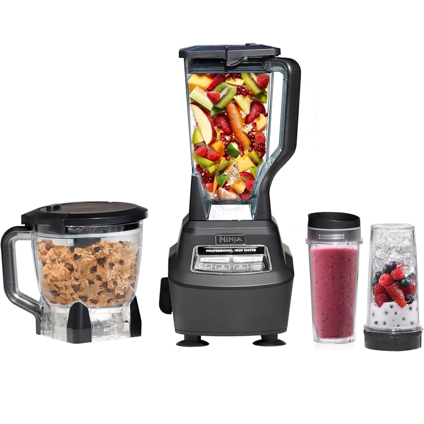 72 oz Pitcher Blender Food Processor 4 Functions for Smoothies Dough Drinks & More + 2 Nutri Cups