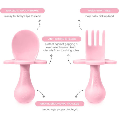 Baby Essentials Feeding Set - Complete 4-Piece Set for Baby-Led Weaning with Suction Bottoms, BPA & Phthalate-Free, Blush