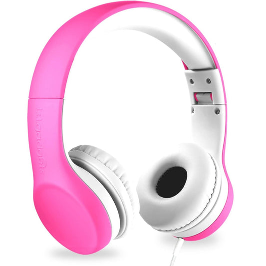 Girls Wired Headphones for School with Microphone, Volume-Limited for Safe Listening, Adjustable Headband, and Cushioned Earpads