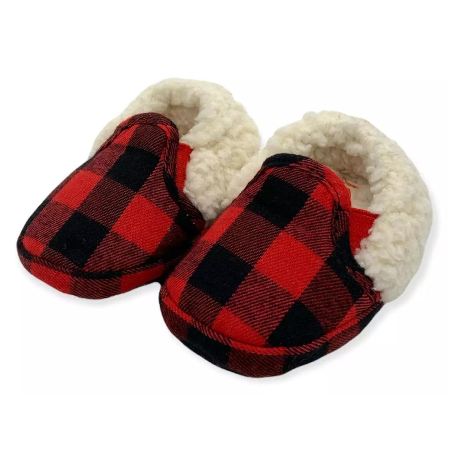 Holiday Time Baby Infant Cozy Plaid Christmas Slippers Size 3-4