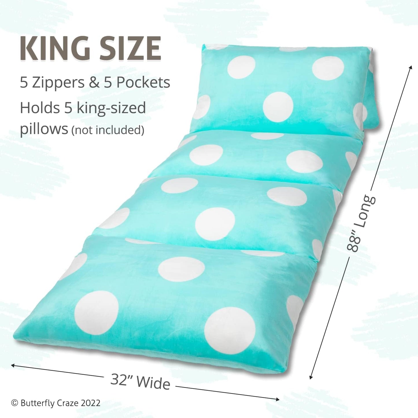 Pillowcase Cushion Mattress Bed Lounger Cover for Kids & Adults (Pillow Not Included)