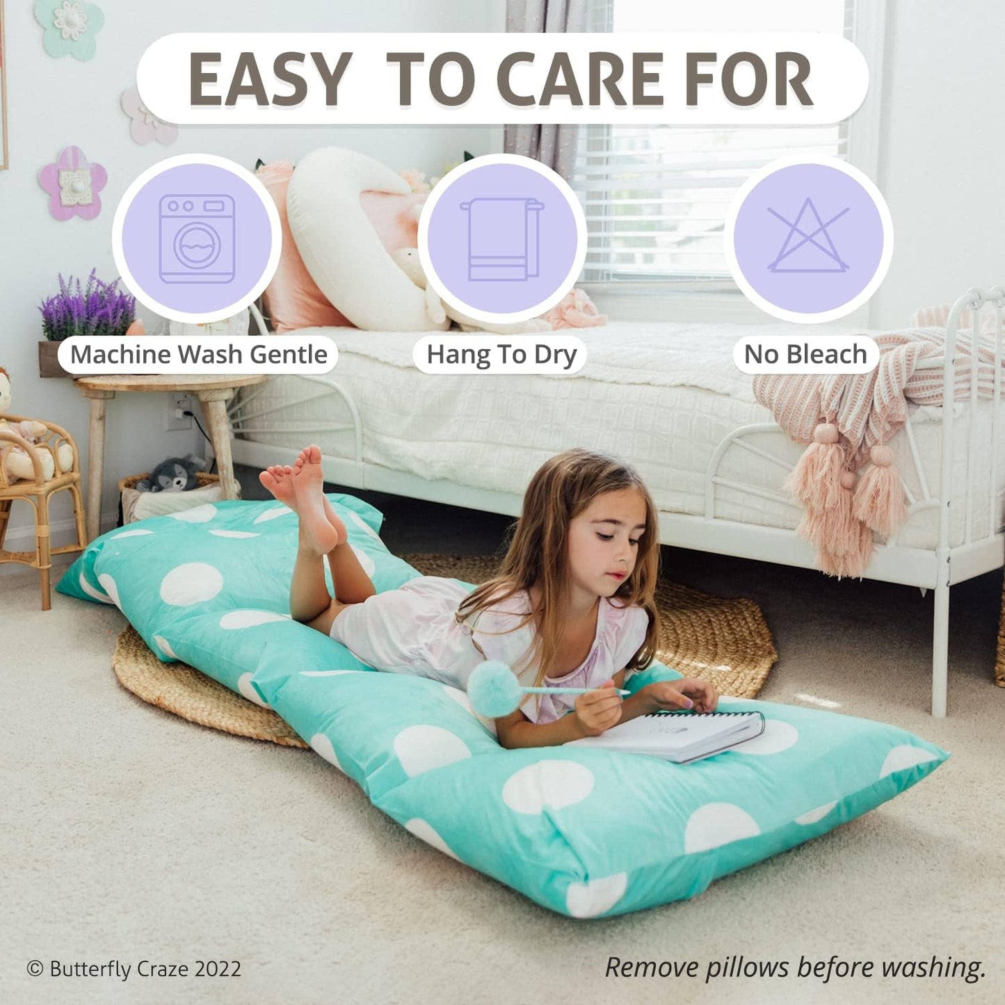 Pillowcase Cushion Mattress Bed Lounger Cover for Kids & Adults (Pillow Not Included)