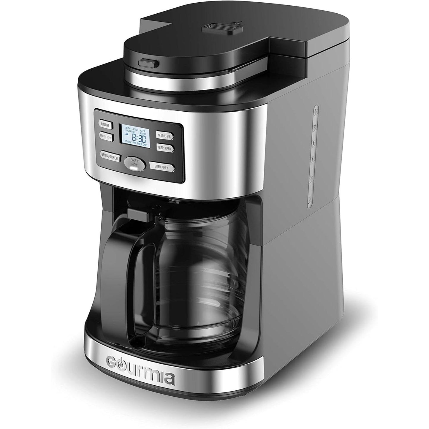 12-Cup Digital Coffee Maker with Built-In Grinder, Stainless Steel Filter, 4-Hour Keep Warm & Freshness Indicator