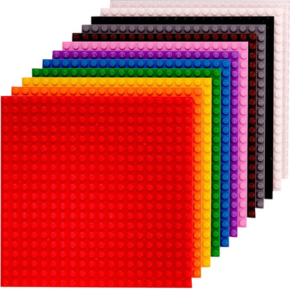 Colorful 12-Pack Stackable 6x6 Baseplates for Building Bricks Dual-Sided Attachment Compatible with All Major Brands