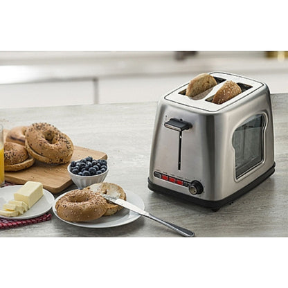 Wide Slot Toaster with See-Through Window 4 Toast Settings 6 Adjustable Temperature Controls