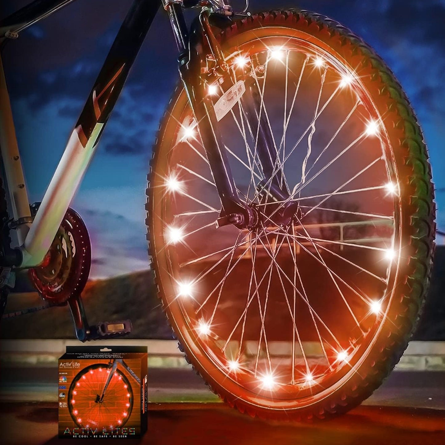 Bike Wheel LED Lights - 2-Pack, Orange, Fun and Stylish for Safety and Visibility