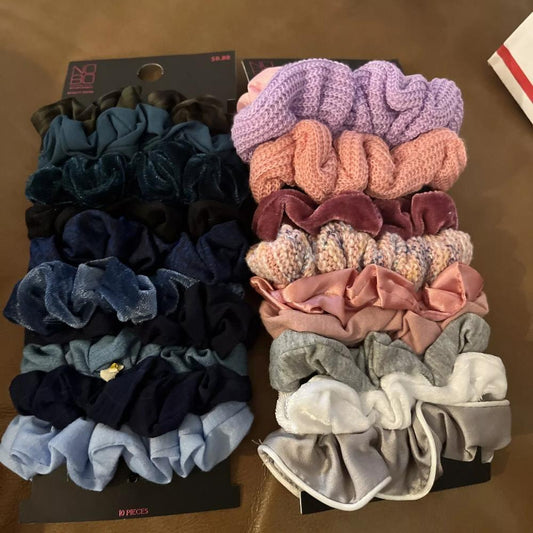 Scrunchies Pinks Grays Multi Color 2-Packs, 20 Total (S-10)