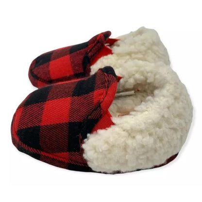 Holiday Time Baby Infant Cozy Plaid Christmas Slippers Size 3-4