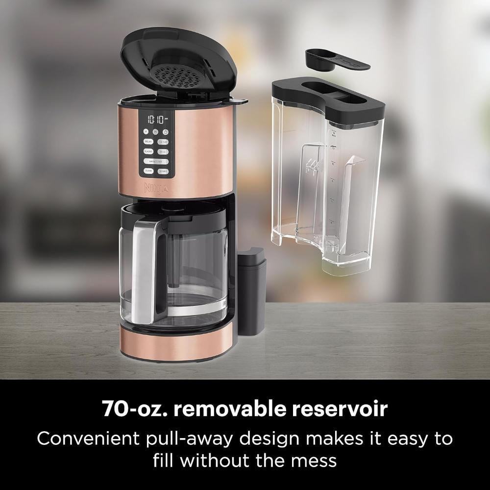 Programmable XL 14-Cup Coffee Maker with Permanent Filter, 2 Brew Styles (Classic & Rich), Delay Brew, Freshness Timer, Keep Warm Function, Dishwasher Safe, Copper