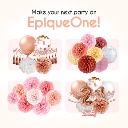 41-Piece Rose Gold 30th Birthday Decorations for Women - Includes Happy Birthday Banner, Cake Topper, Tissue Pom Poms & More - Easy to Set Up - Perfect for Bridal Showers, Baby Showers & More