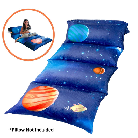 Galaxy Blue King Size Floor Pillow Case & Mattress Lounger Cover (Pillows Not Included)