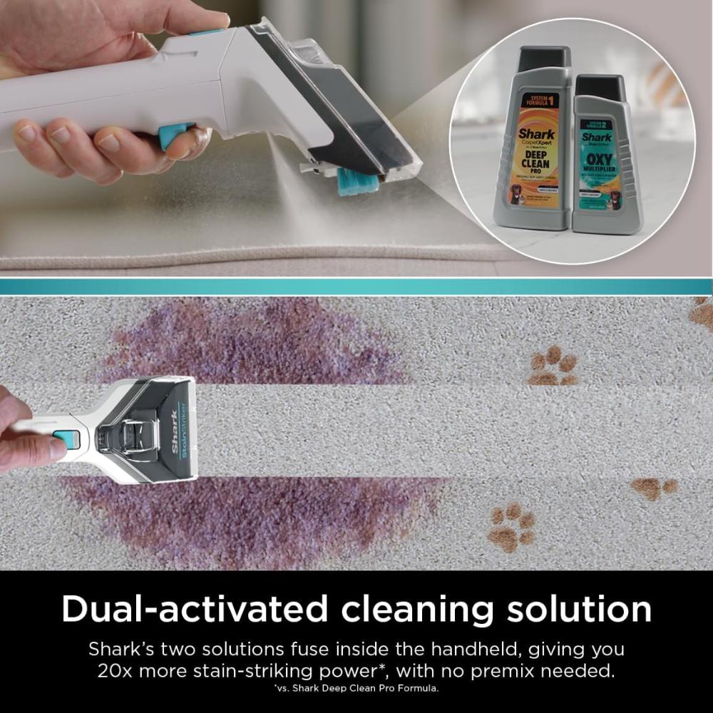 Portable Carpet & Upholstery Cleaner, Spot, Stain, & Odor Eliminator with 3 Attachments Ideal for Pets, Carpets, Rugs, Couches, Upholstery, Cars & More, White