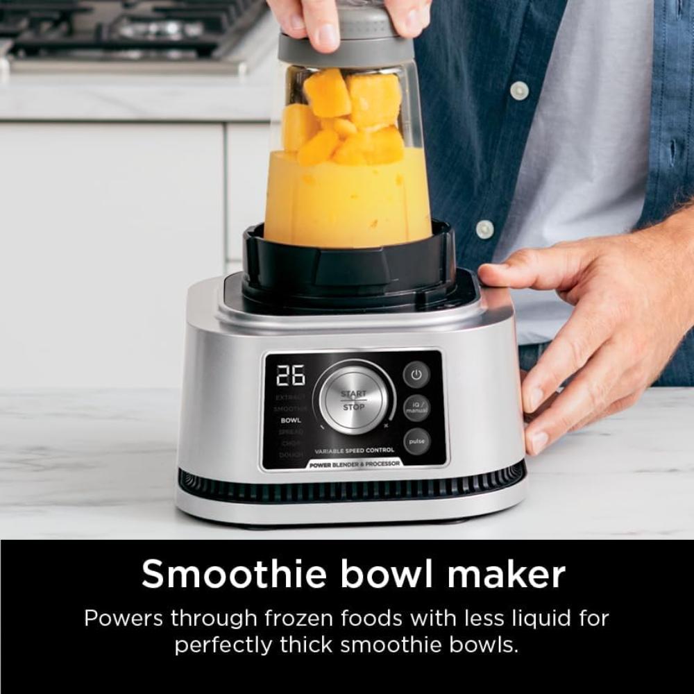 400W Power Blender & Processor System with Smoothie Bowl Maker & Nutrient Extractor, 6 Functions for Bowls, Spreads, Dough & More, 72-oz Pitcher & To-Go Cups, Silver"